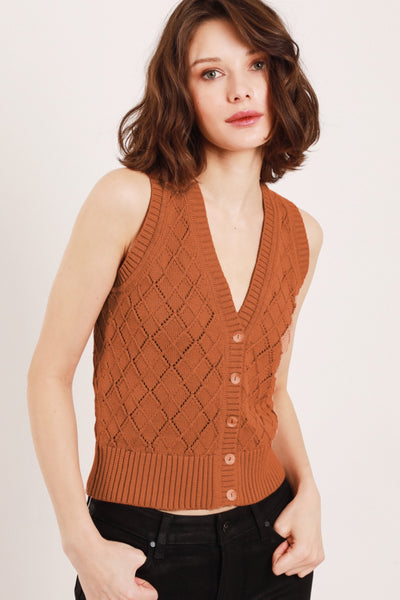 Camila Lace Argyle Vest