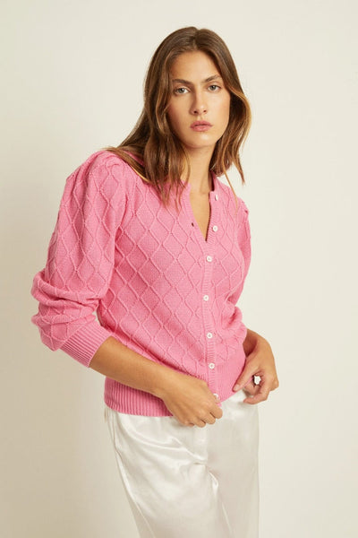 FELLER Sweaters Pink / XS Lunette Diamond Puff Cardigan