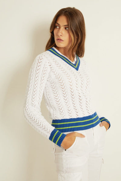FELLER Sweaters White/Cobalt/Green / XS Coco Shrunken Tennis Pullover