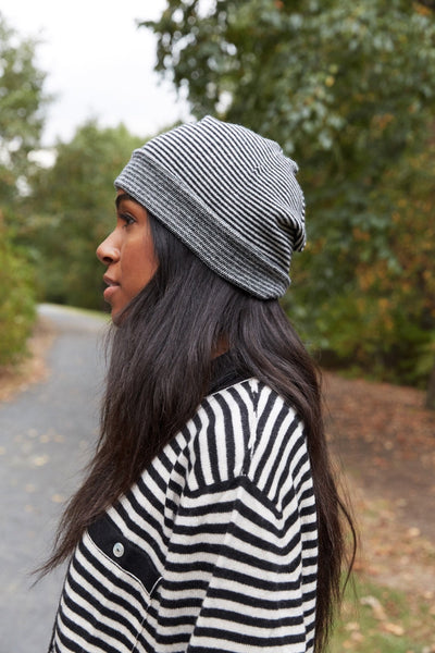 Highland Cashmere Striped Beanie Hat - FELLER