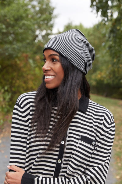 Highland Cashmere Striped Beanie Hat - FELLER