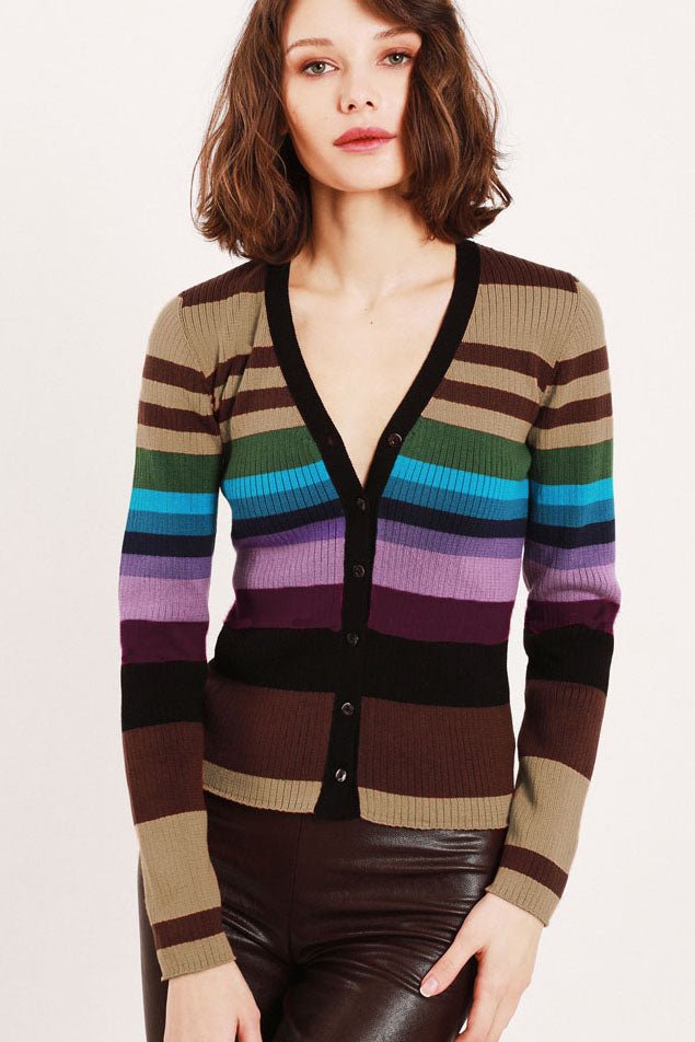 Nova Striped Rib Cardi - FELLER